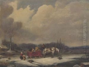 Habitant Family With Horse And Sleigh