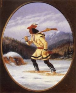 Indian Hunter On Snowshoes by Cornelius David Krieghoff