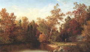 Fall Landscape With Indians And Campfire by Cornelius David Krieghoff