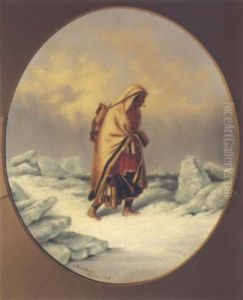 Moccasin Seller With Papoose, Winter by Cornelius David Krieghoff