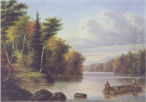 Fishing On Lake Magog by Cornelius David Krieghoff