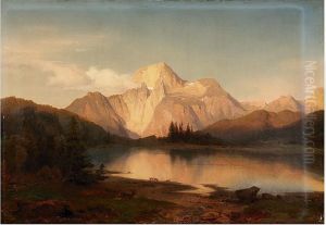 Der Gosausee Mit Dem Dachstein In Tirol Im Abendgluhen