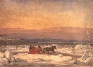 French Canadians Crossing The Frozen St. Lawrence, Citadel Of Quebec Beyon