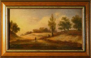 Romanticka Krajina S Postavou by Ernst August Becker