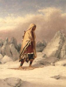 Moccasin Seller In Winter by Cornelius David Krieghoff