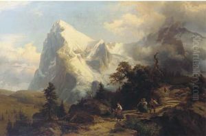 A View Of The Jungfrau And The Eiger, Switzerland by Ernst August Becker