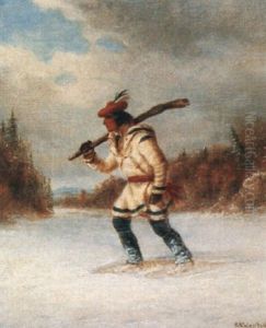 Hunter Traversing A Winter River Hunter Traversing A Winter River