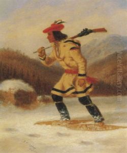 Indian Trapper Crossing The Snow by Cornelius David Krieghoff