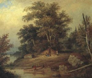 Indians Camping By A River
