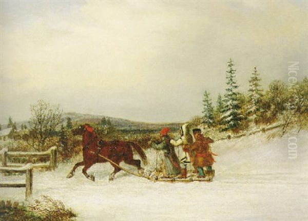Three Habitants In A Sleigh - view 1