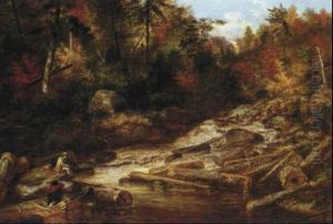 Falls Of The Little Shawinigan, Autumn by Cornelius David Krieghoff