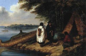 Indian Encampment by Cornelius David Krieghoff