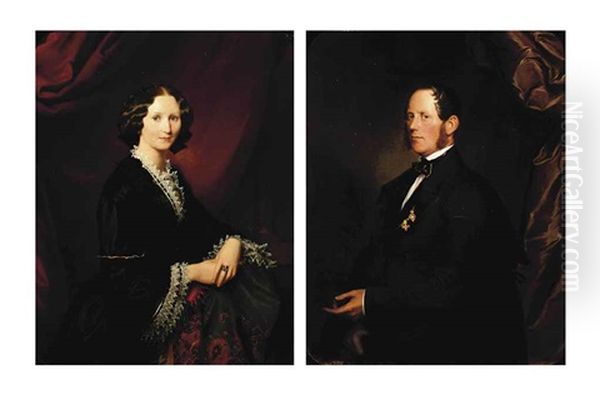 Portrait Of A Amalie Noble Gunz...in A Lace Trimmed Black Dress (+ Portrait Of The Imperial Council Willibald Gunz Noble Jr...; Pair) - view 1