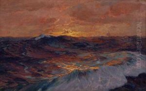 Meereswogen Bei Sonnenuntergang by Carl Becker