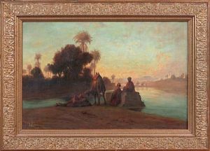 Sur Les Bords Du Nil by Etienne-Auguste Krier
