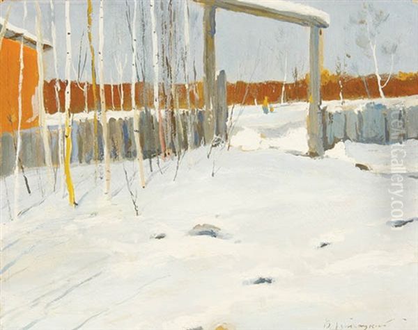 Russian Winter With Figures In Distant Background - view 1