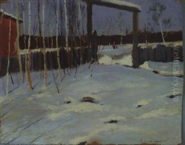 Russian Winter With Figures In Background - view 1