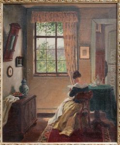 Interieur Mit Lesender Frau Interieur Mit Lesender Frau