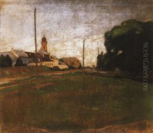 A Zazar-part Nagybanyan, Hatterben A Reformatus Templommal (the Banks Of The Zazar In Nagybanya, With The Reformed Church In The Background)