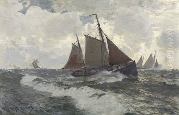 Fischerboote Auf Bewegter See - view 1