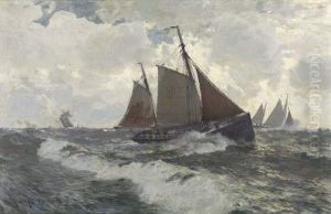 Fischerboote Auf Bewegter See by Carl Becker