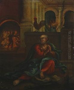 The Penitent Peter And The Crowing Cock by Hendrik Krock