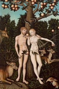 Adam Und Eva Im Paradies by Wolfgang Krodel the Elder
