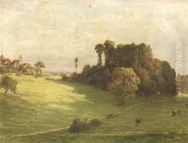 Auf Der Juhhohe Im Odenwald. Kuhe Auf Den Feldern Vor Den Dorfern - view 1