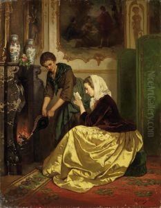 At The Firplace by Carl Ludwig Friedrich Becker