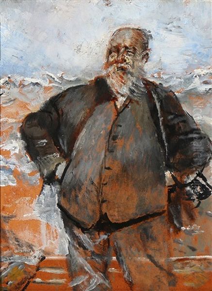 The Artist's Self-portrait On A Windy Day Near The Sea - view 1