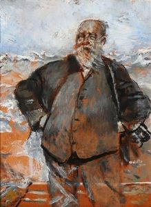 The Artist's Self-portrait On A Windy Day Near The Sea The Artist's Self-portrait On A Windy Day Near The Sea