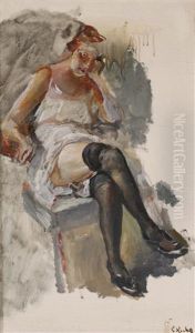 Kvinne Pa Stol by Christian Krohg