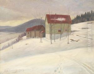 Vinterlandskap Med Hus by Christian Krohg