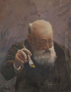 Selvportrett Med Pensel by Christian Krohg