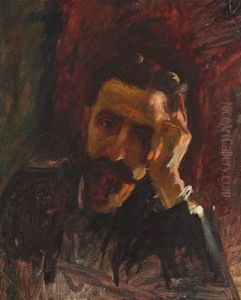 A Bearded Man In Deep Thoughts by Christian Krohg