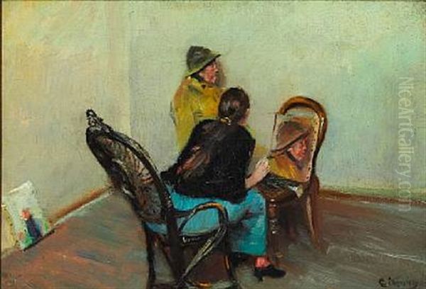 The Painter's Wife Oda Krohg Is Painting Niels Gaihede, A Fisherman From Skagen - view 1