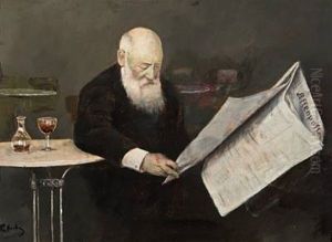 Selvportrett Med Aftenposten by Christian Krohg