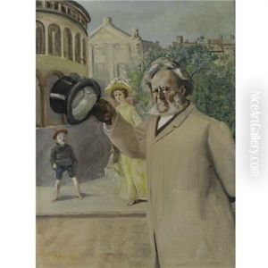 Ibsen Pa Karl Johan Ved Stortinget (ibsen By The Parliament Building On Karl Johan Street) by Christian Krohg