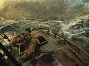 Marine- Sjoman Vid Rodret by Christian Krohg