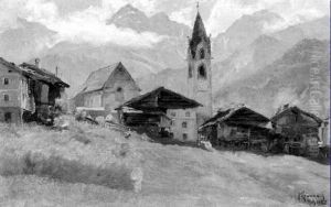 Dorf Im Gebirge by Paul Peter (Max) Krombach