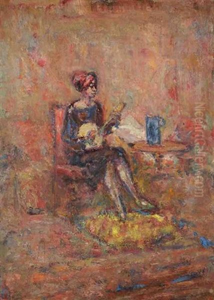 Femme A La Mandoline - view 1
