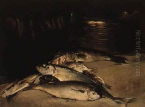 Stilleben Med Fiskar by Julius Johann Ferdinand Kronberg