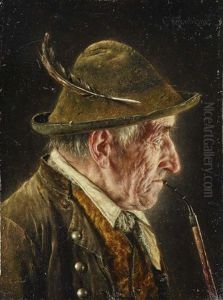 Portrait Of A Farmer With Pipe In Profile