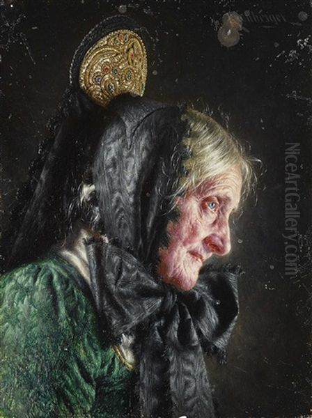 Old Farmers Wife With Mob Cap - view 1