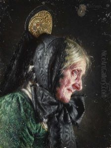 Old Farmers Wife With Mob Cap by Carl Kronberger
