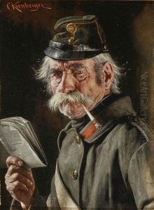 Veteran Mit Zigarre Und Zeitung