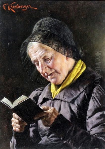 Shoulder Length Portrait Of A Gentleman Smoking A Pipe And A Lady Reading A Book (pair) - view 1