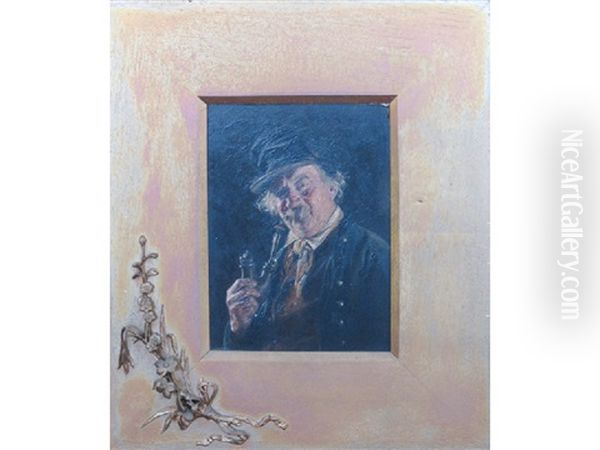 Portrait Of A Man Wearing A Hat And Smoking A Pipe - view 1