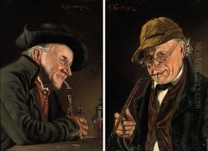 At The Inn (+ A Good Smoke; Pair) by Carl Kronberger