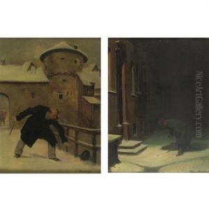 A Winter's Day And Night (pair) by Carl Kronberger
